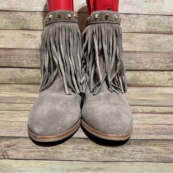 Micheal Kors Grey Suede Fringe Ankle Boots - Picture 4 of 9